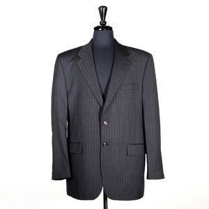 Chaps Ralph Lauren Mens Blazer Gray Pinstripe Wool Suit Jacket Sport Coat 42R